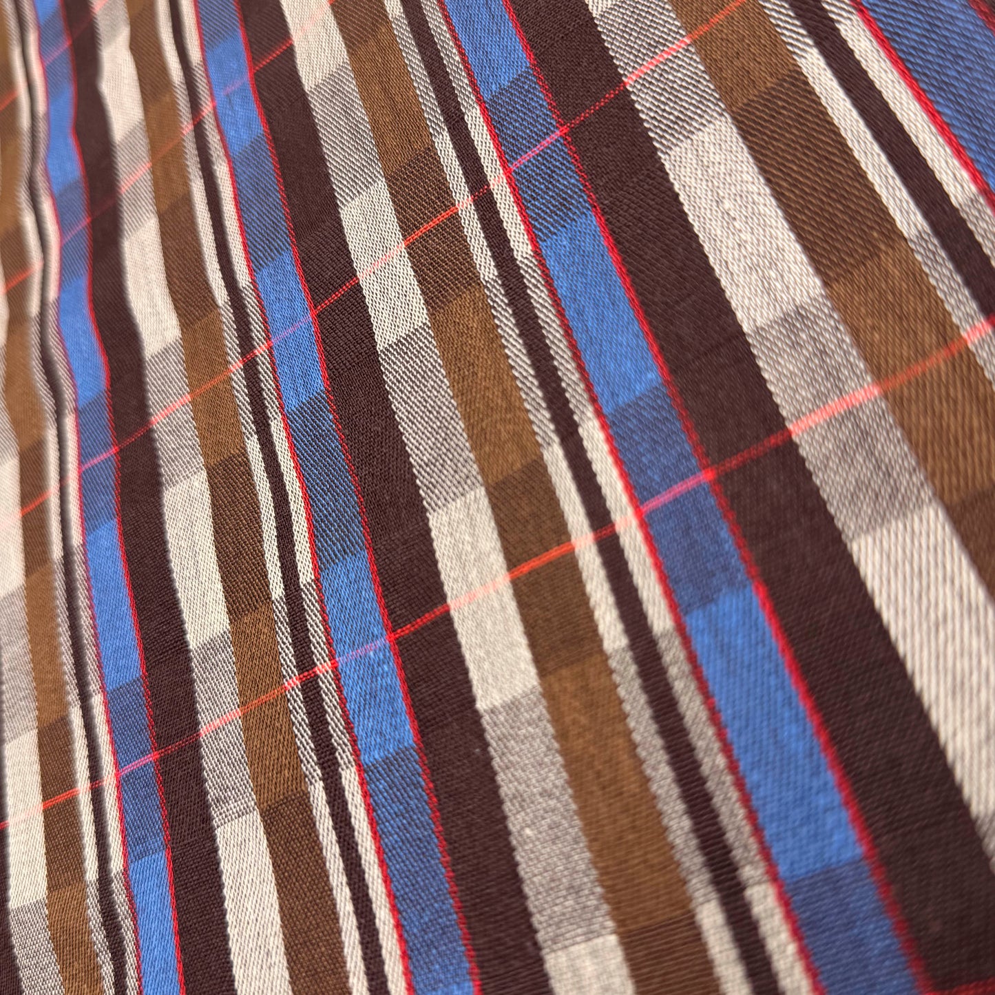2 Yds x 62" Brown Blue Woven Cotton Fabric