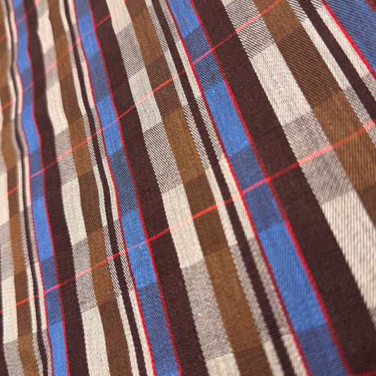 2 Yds x 62" Brown Blue Woven Cotton Fabric