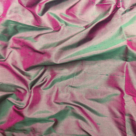 2 Yds x 44" Magenta Teal Silk Fabric