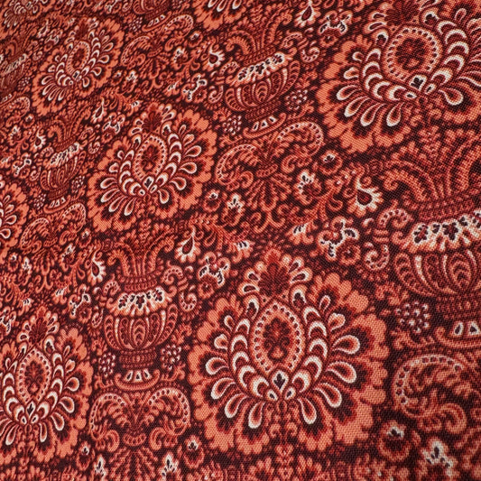 3 1/3 Yds x 44" Red Belles Fleurs by Connecting Threads Cotton Fabric