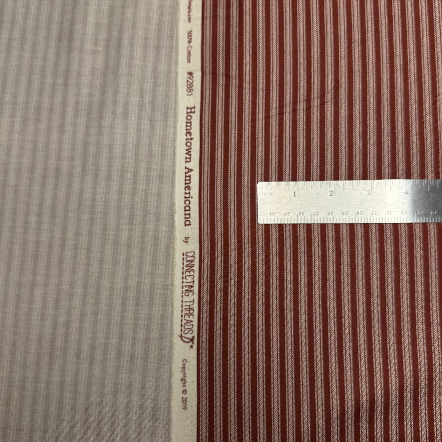 5 1/3 Yds x 44" Ticking Stripe Barn Red Hometown Americana by Connecting Threads Cotton Fabric