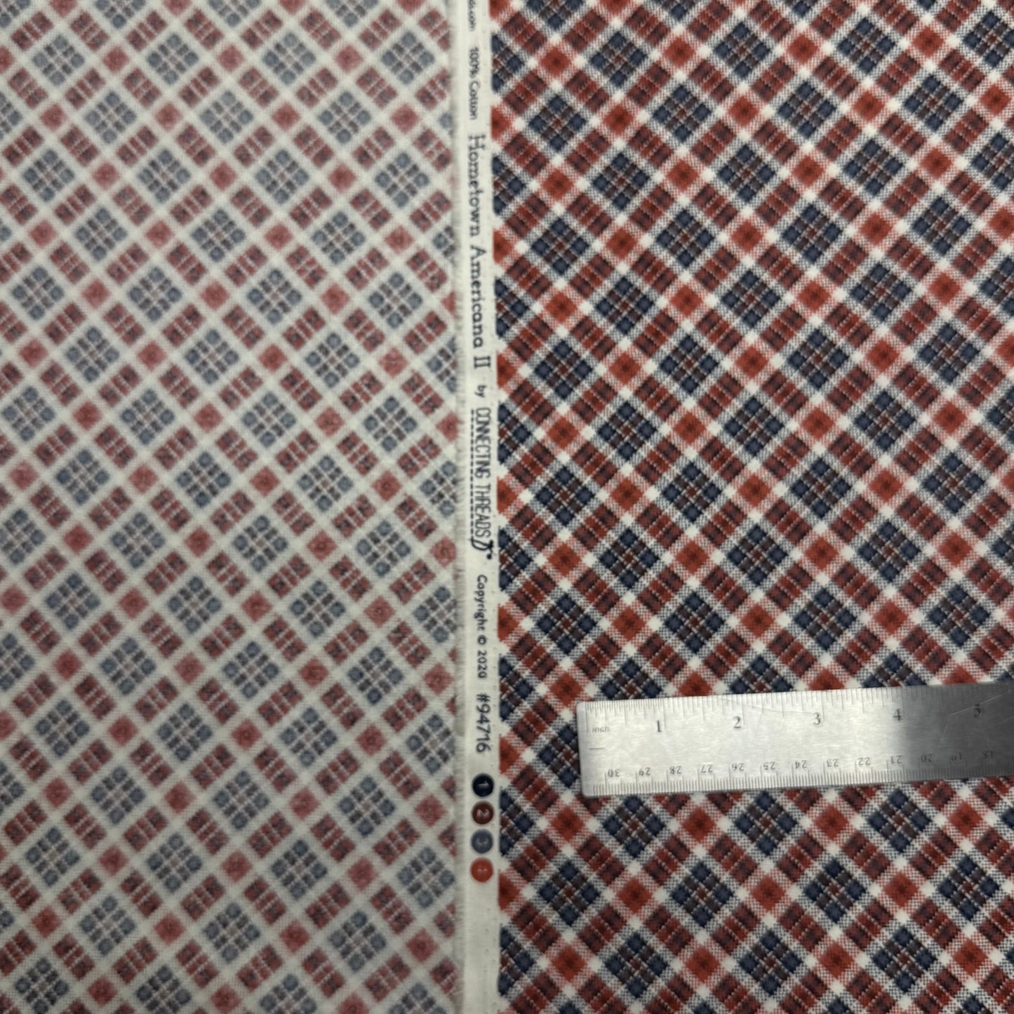9 1/2 Yds x 44" Diagonal Plaid Print Hometown Americana II by Connecting Threads Cotton Fabric