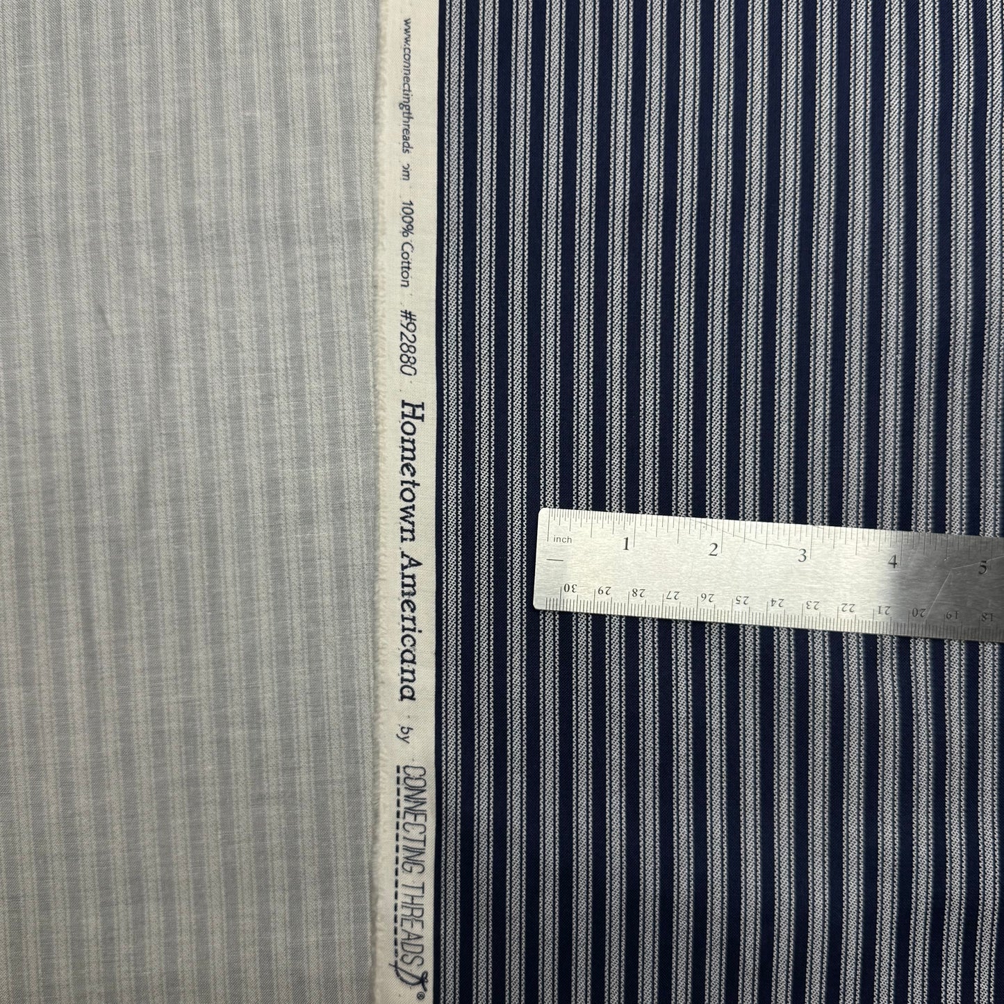 6 1/2 Yds x 44" Ticking Stripe Navy Hometown Americana by Connecting Threads Cotton Fabric