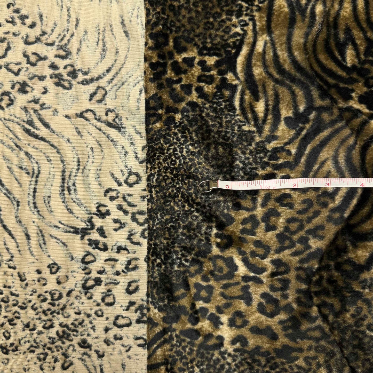 3/4 + Yd x 62" Mixed Animal Print Faux Fur Synthetic Fabric