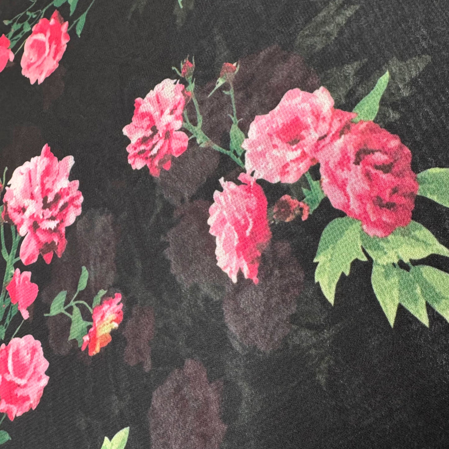 3 3/4 Yds x 60" Pink Rose Sheer Flowy Synthetic Fabric