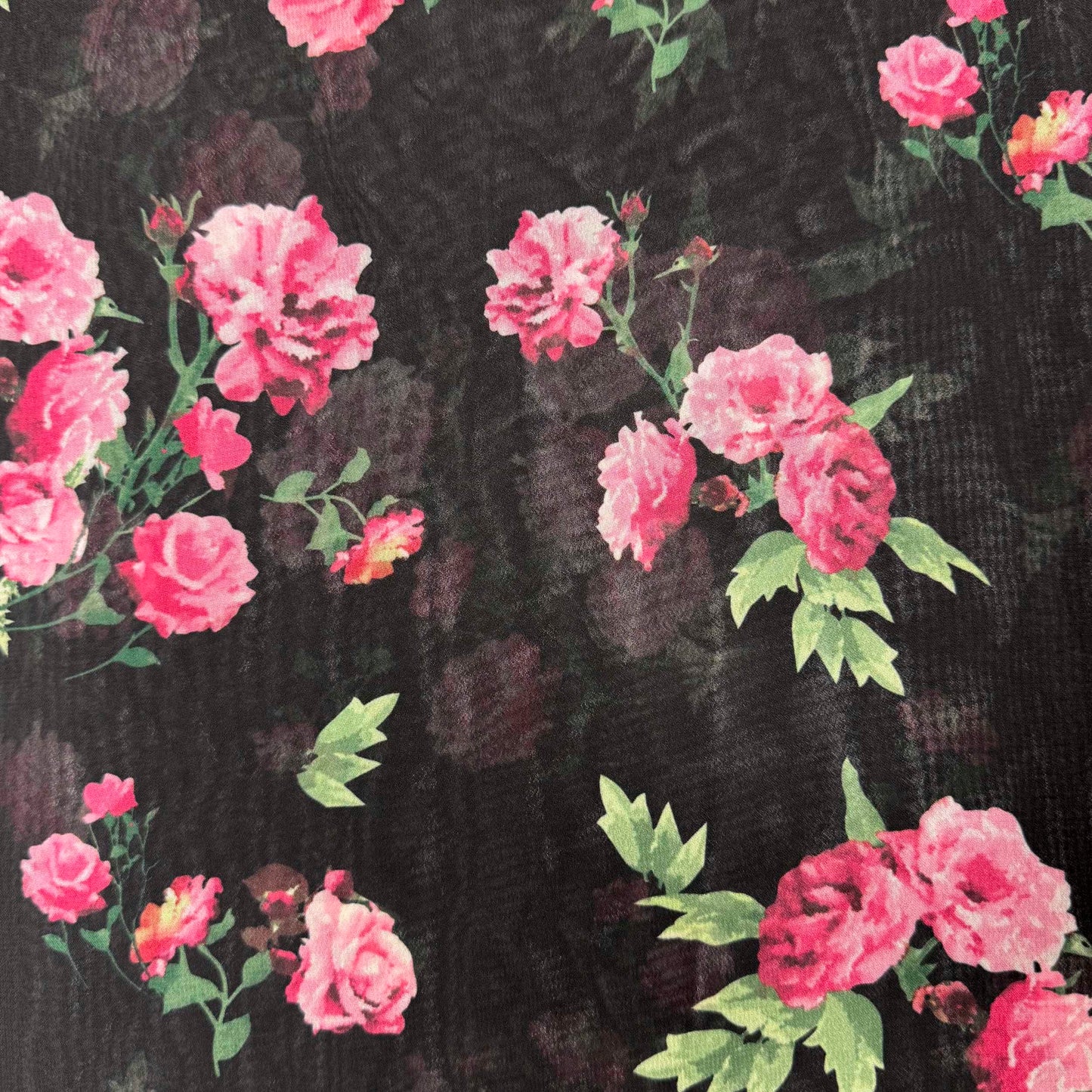 3 3/4 Yds x 60" Pink Rose Sheer Flowy Synthetic Fabric