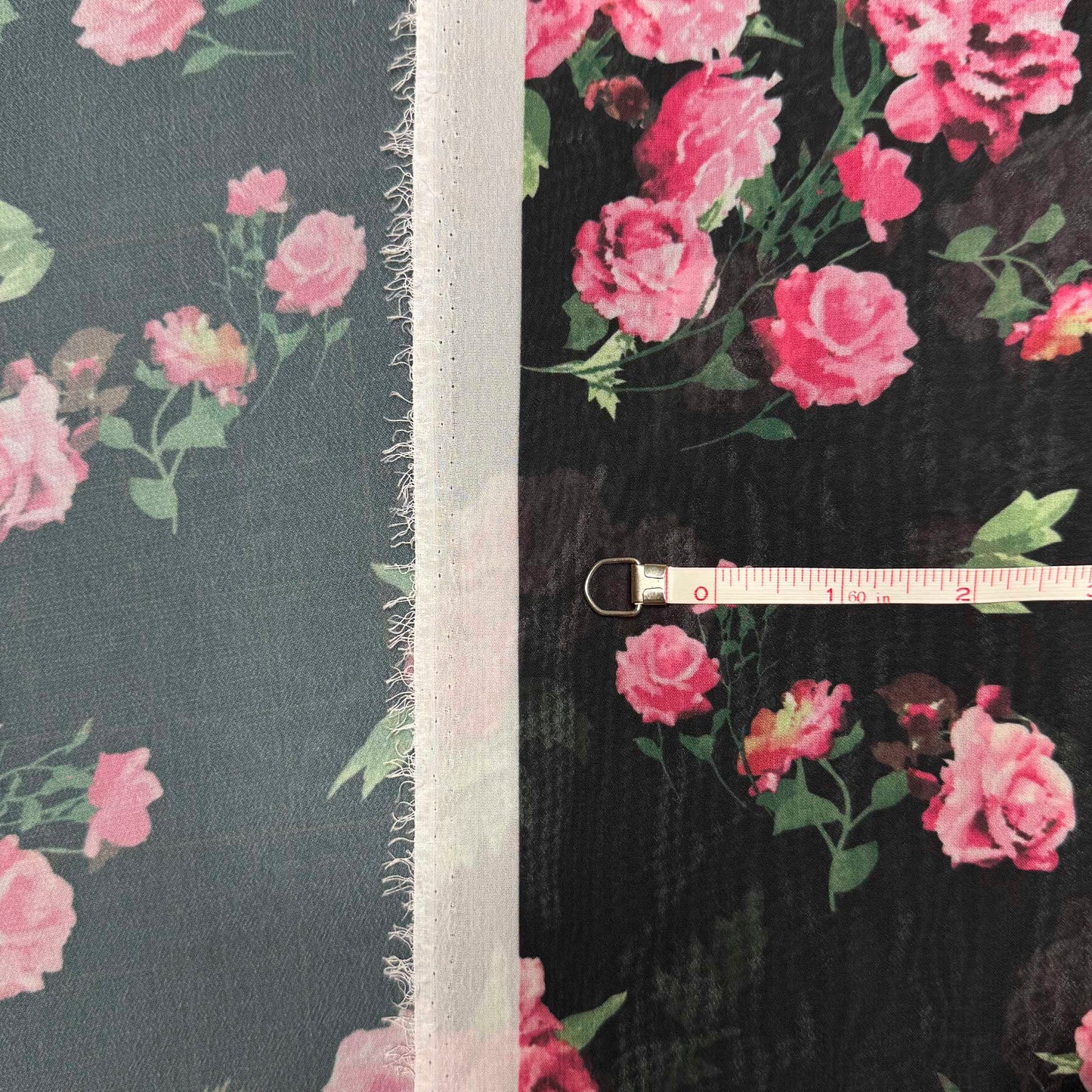 3 3/4 Yds x 60" Pink Rose Sheer Flowy Synthetic Fabric