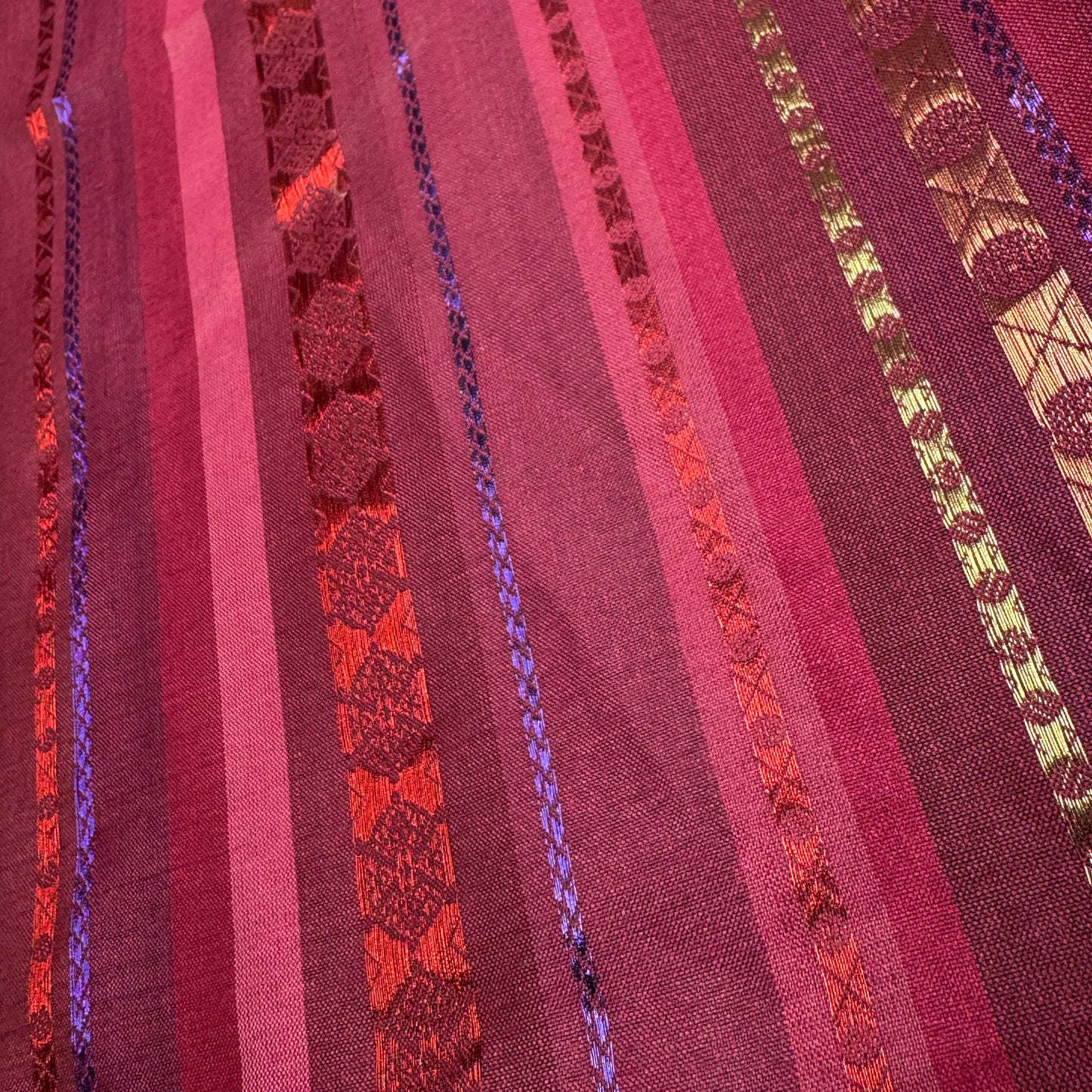 4 3/4 Yds x 46" Magenta Striped Metallic Weave Synthetic Fabric