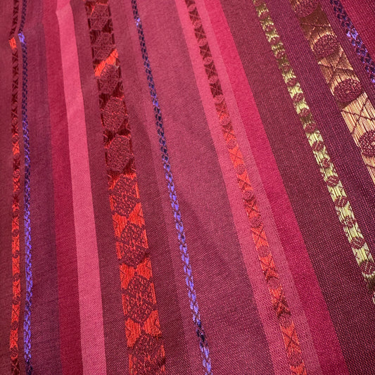 4 3/4 Yds x 46" Magenta Striped Metallic Weave Synthetic Fabric
