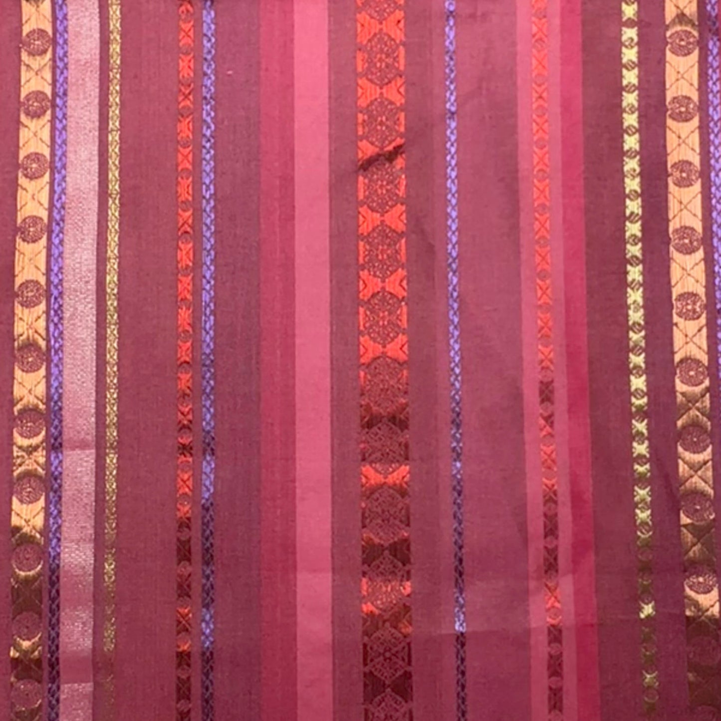 4 3/4 Yds x 46" Magenta Striped Metallic Weave Synthetic Fabric