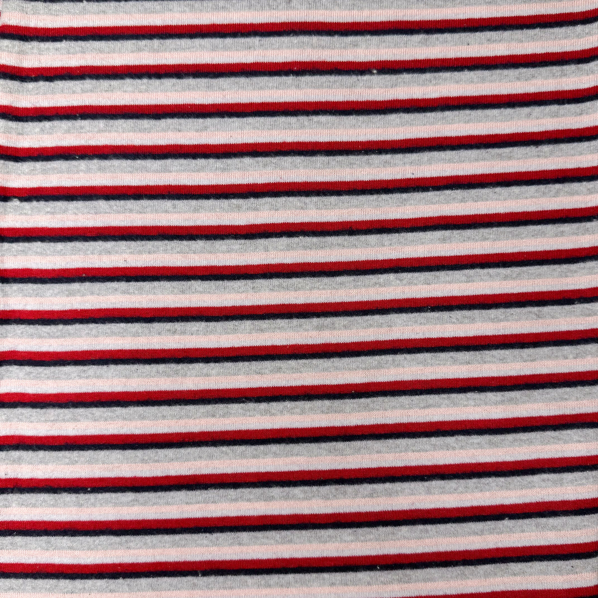 4 Yds x 64" Red Pink Grey Striped Cotton Blend? Knit Fabric