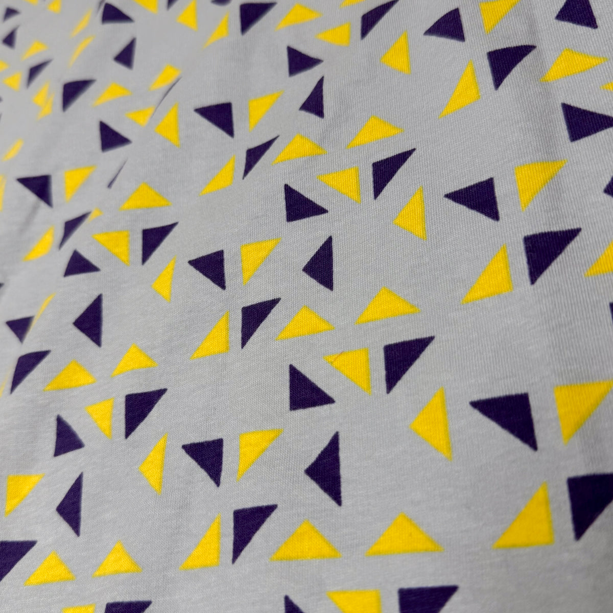4 3/4 Yds x 64" Purple Yellow Triangle Grey Cotton Knit Fabric