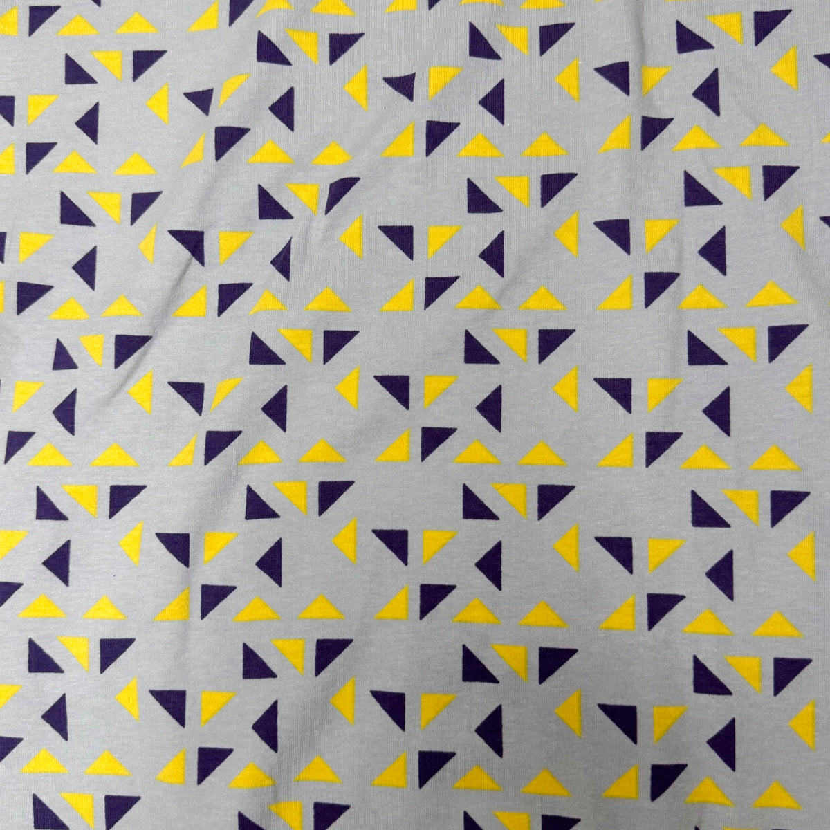 4 3/4 Yds x 64" Purple Yellow Triangle Grey Cotton Knit Fabric