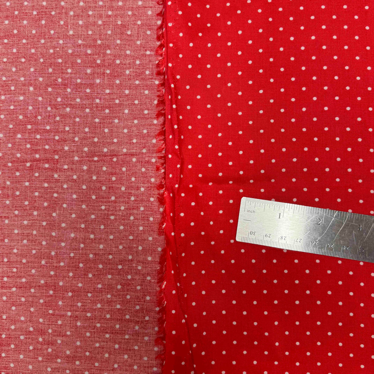 2 3/4 Yds x 56" Red White Mini Polka Dot Natural Woven Fabric