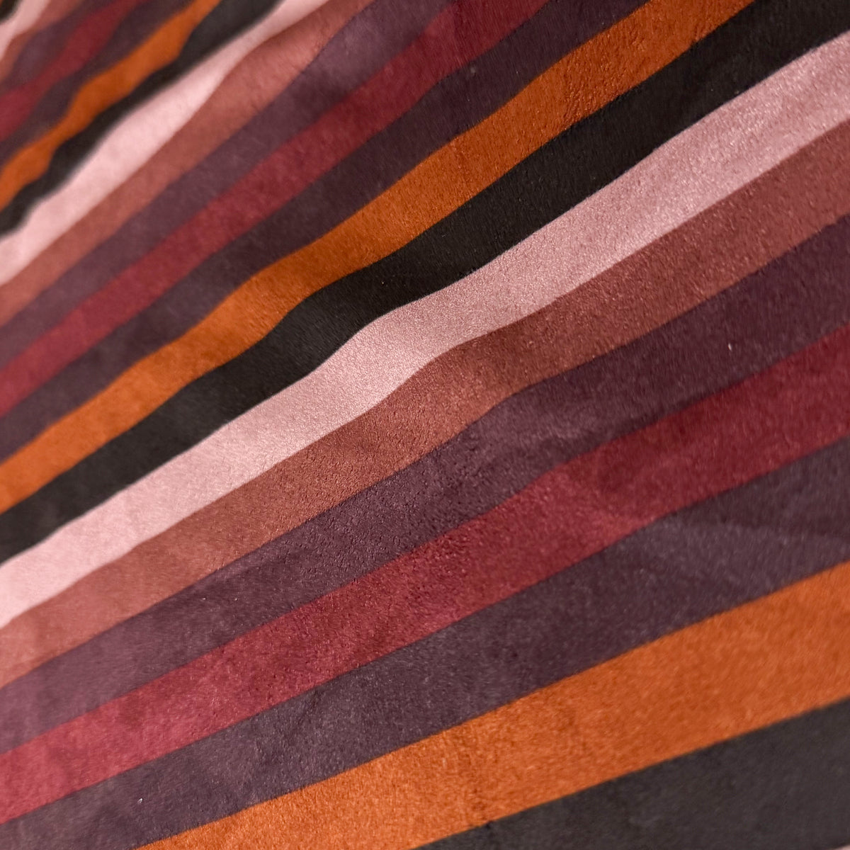 3 Yds x 64 Mauve Brown Burgundy Orange Stripe Chamois Synthetic Stretch Knit Fabric