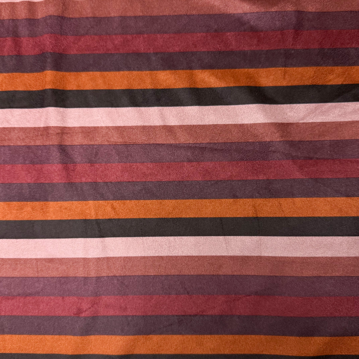 3 Yds x 64 Mauve Brown Burgundy Orange Stripe Chamois Synthetic Stretch Knit Fabric