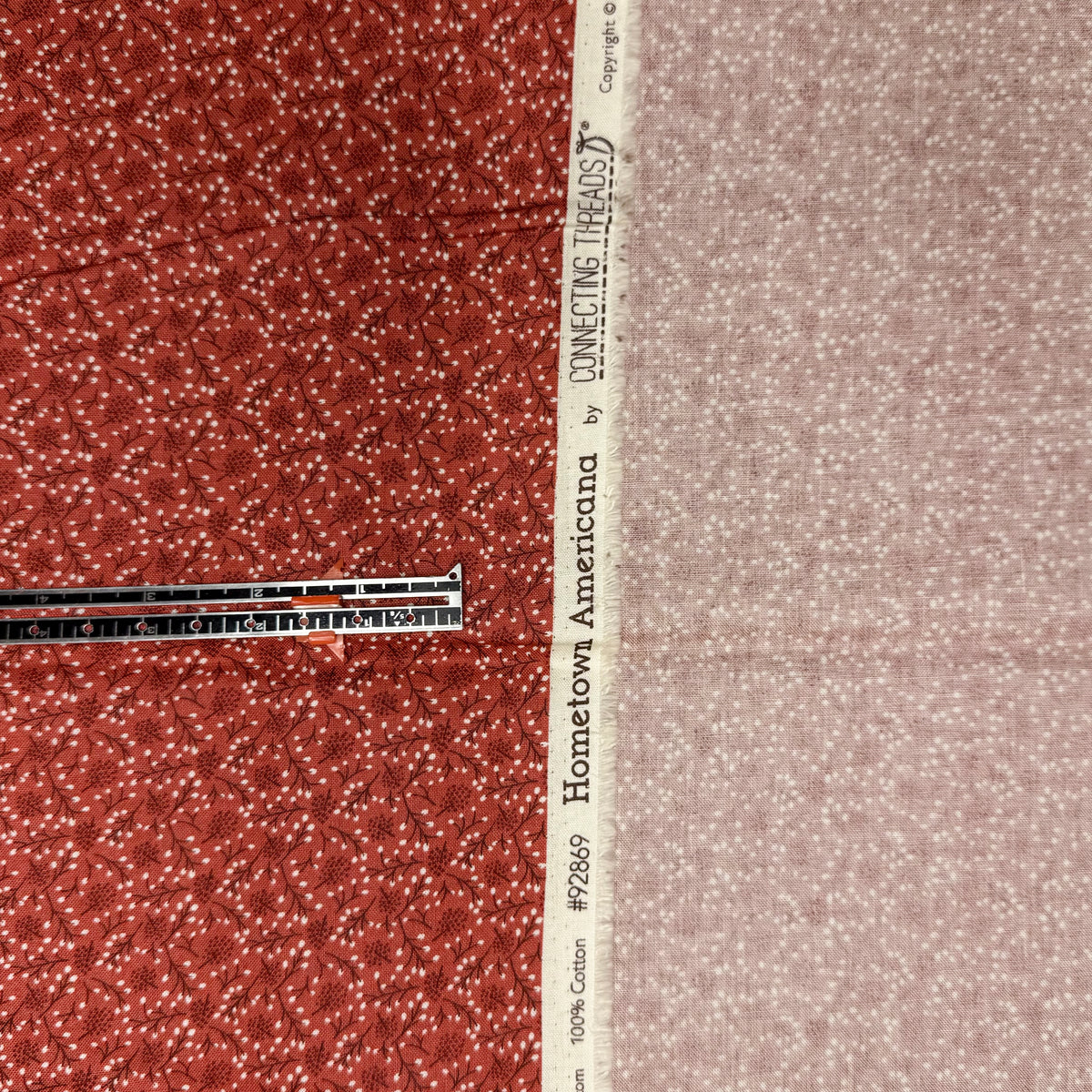 ✂️ 44" Dark Dusty Rose Hometown Americana by Connecting Threads Cotton Fabric&nbsp;