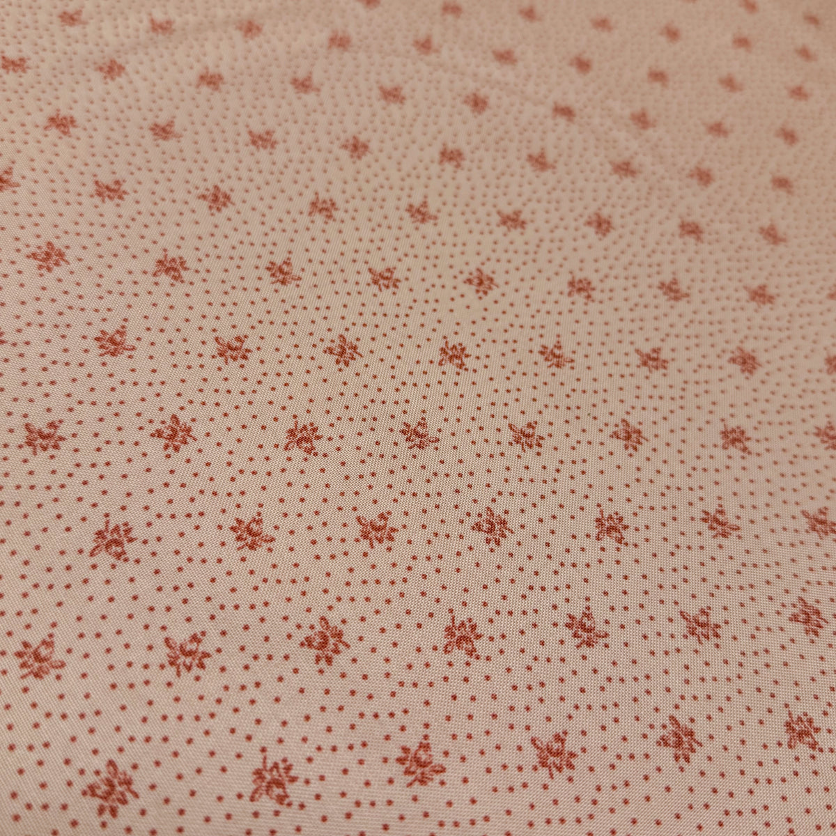 ✂️ 44" Peach Pink Polka Dot Floral Hometown Americana by Connecting Threads Cotton Fabric