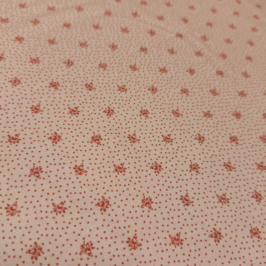 ✂️ 44" Peach Pink Polka Dot Floral Hometown Americana by Connecting Threads Cotton Fabric