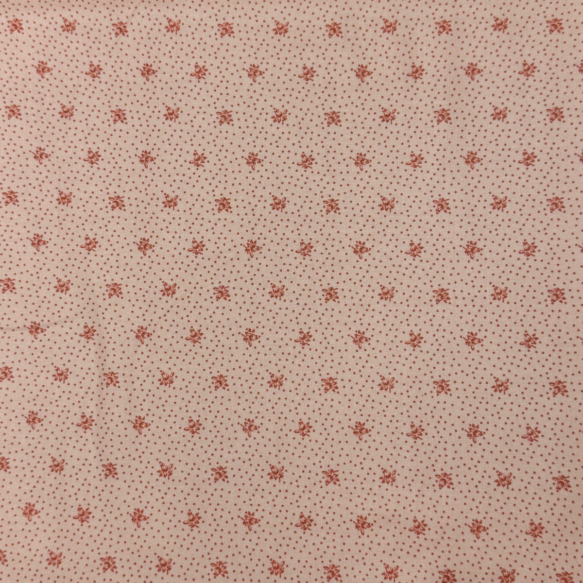 ✂️ 44" Peach Pink Polka Dot Floral Hometown Americana by Connecting Threads Cotton Fabric