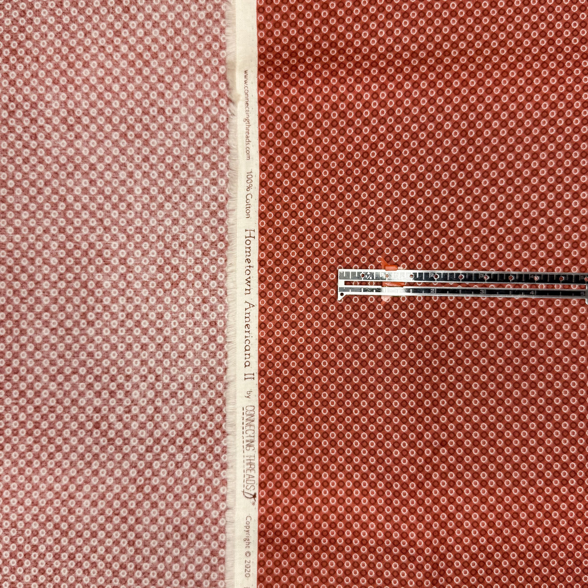 ✂️ 44" Red Circle Grid Hometown Americana II by Connecting Threads Cotton Fabric