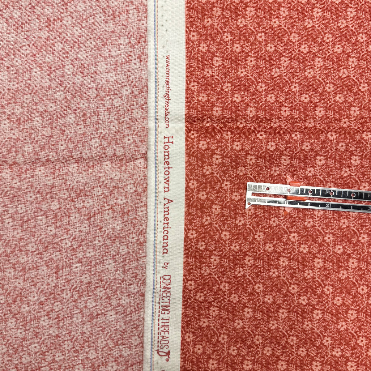 ✂️ 44" Rusty Brick Floral Hometown Americana by Connecting Threads Cotton Fabric