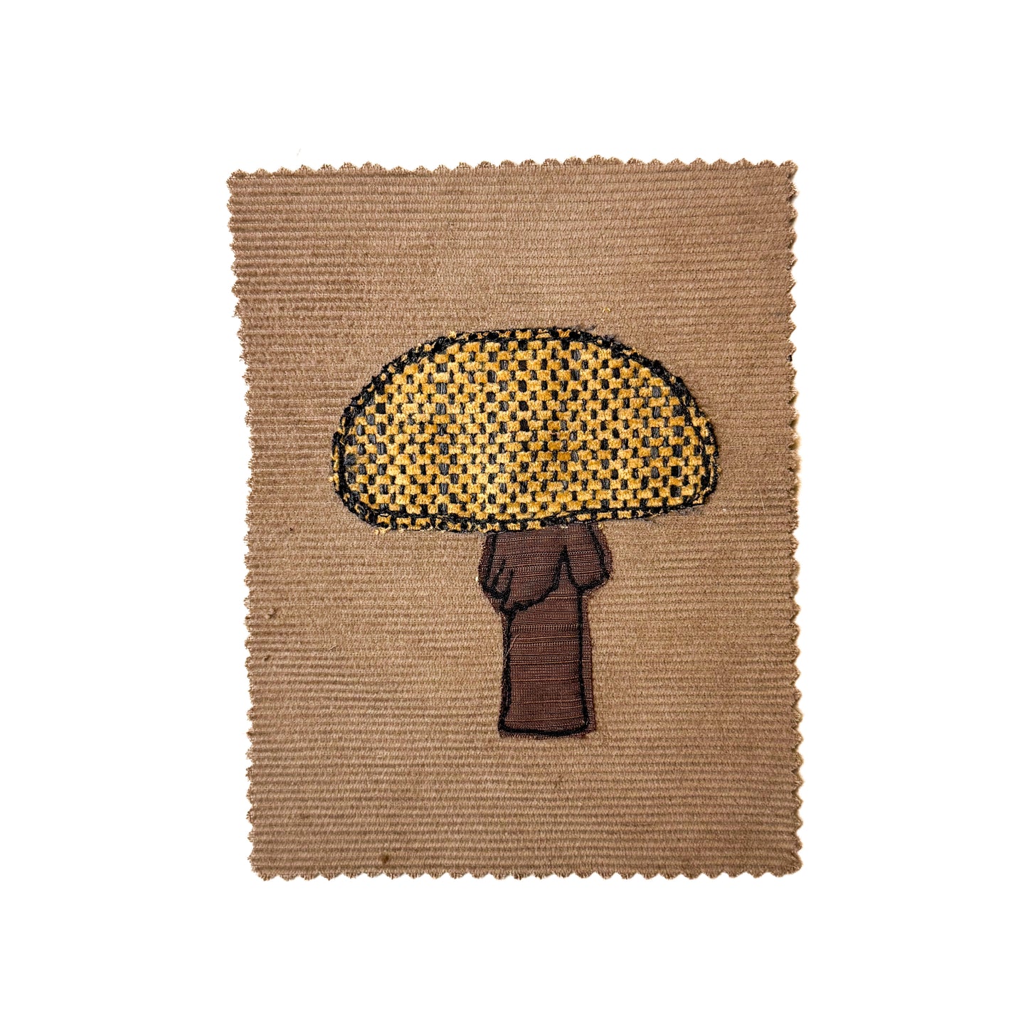 Amonita Mushroom Sew-On Patch, 5" x 6.5", Corduroy, Poly Fabric