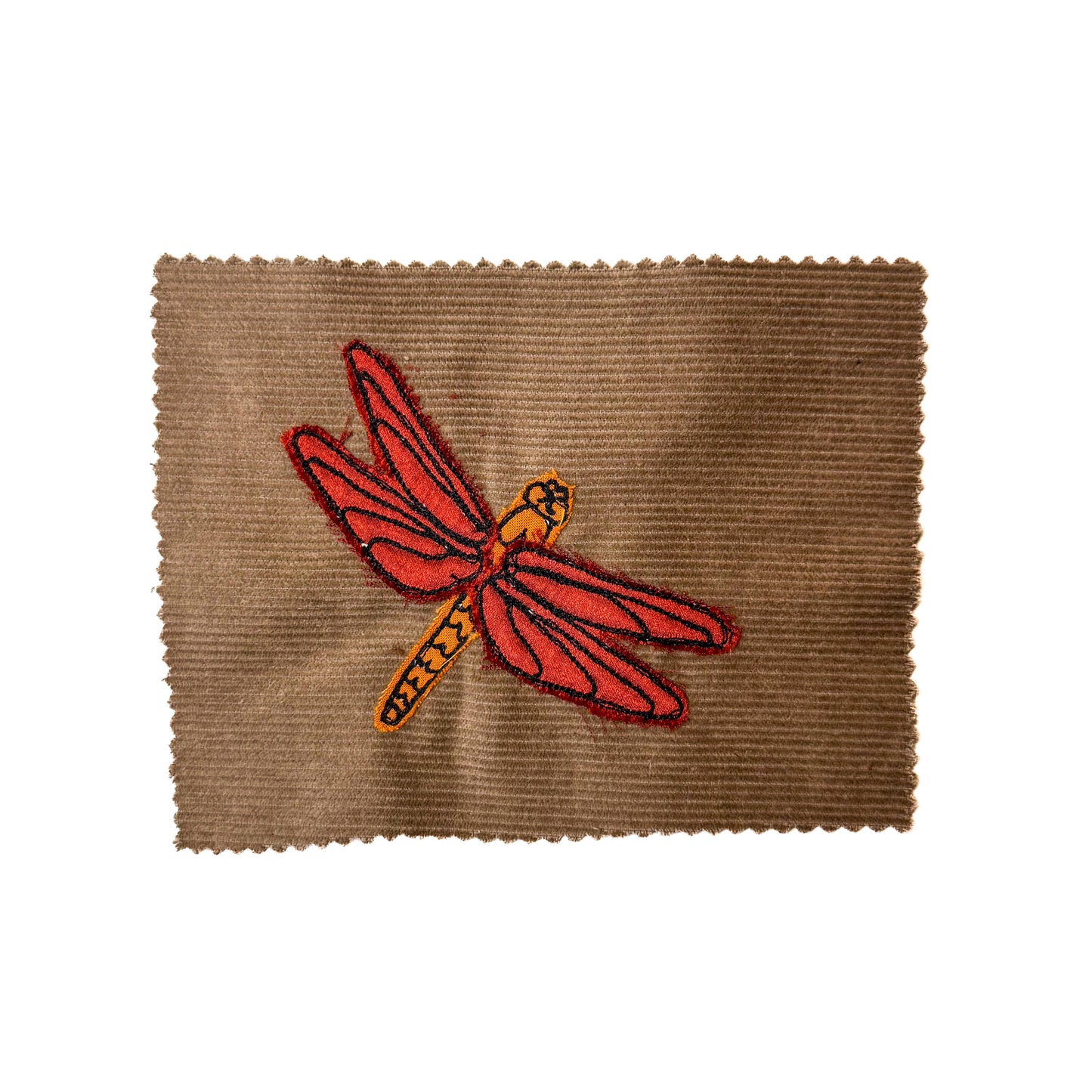 Dragonfly Sew-On Patch, 5" x 6.5", Corduroy, Cotton Fabric