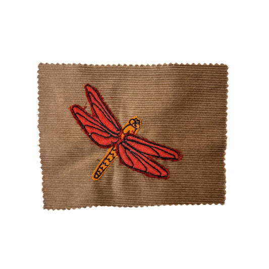 Dragonfly Sew-On Patch, 5" x 6.5", Corduroy, Cotton Fabric