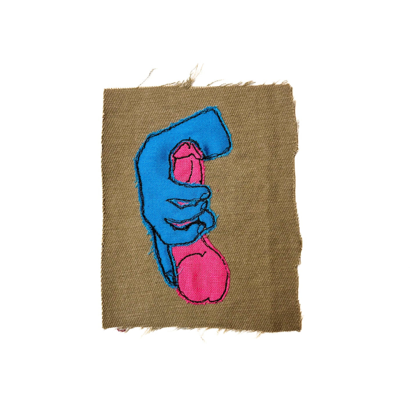 Reach Around Sew-On Patch, 4.5" x 5.5", Denim, Cotton, Linen Fabric