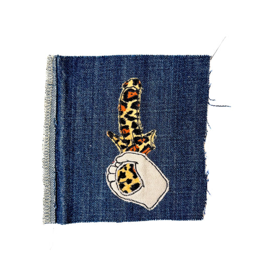 Tug Sew-On Patch, 5" x 6", Denim, Velvet Fabric