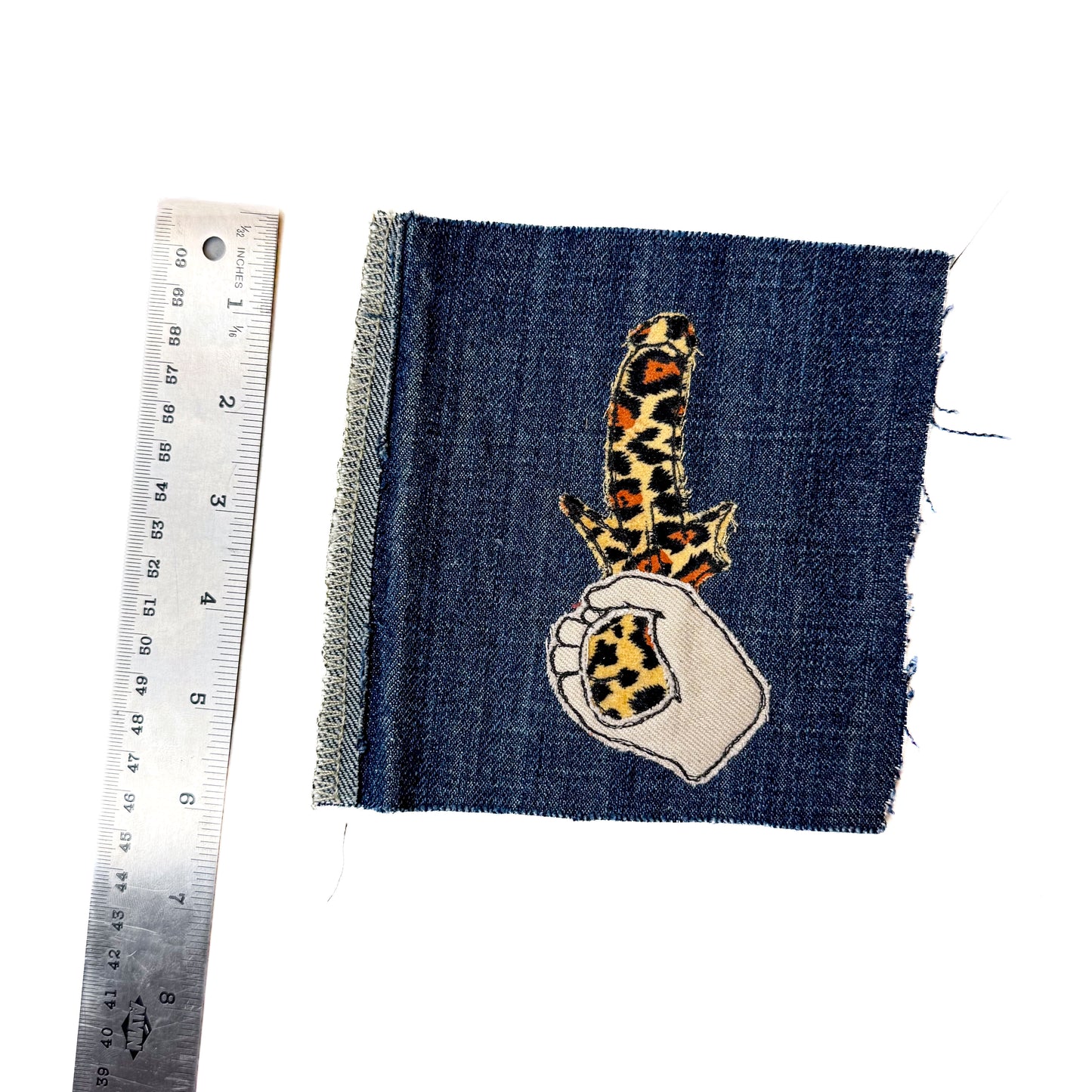 Tug Sew-On Patch, 5" x 6", Denim, Velvet Fabric