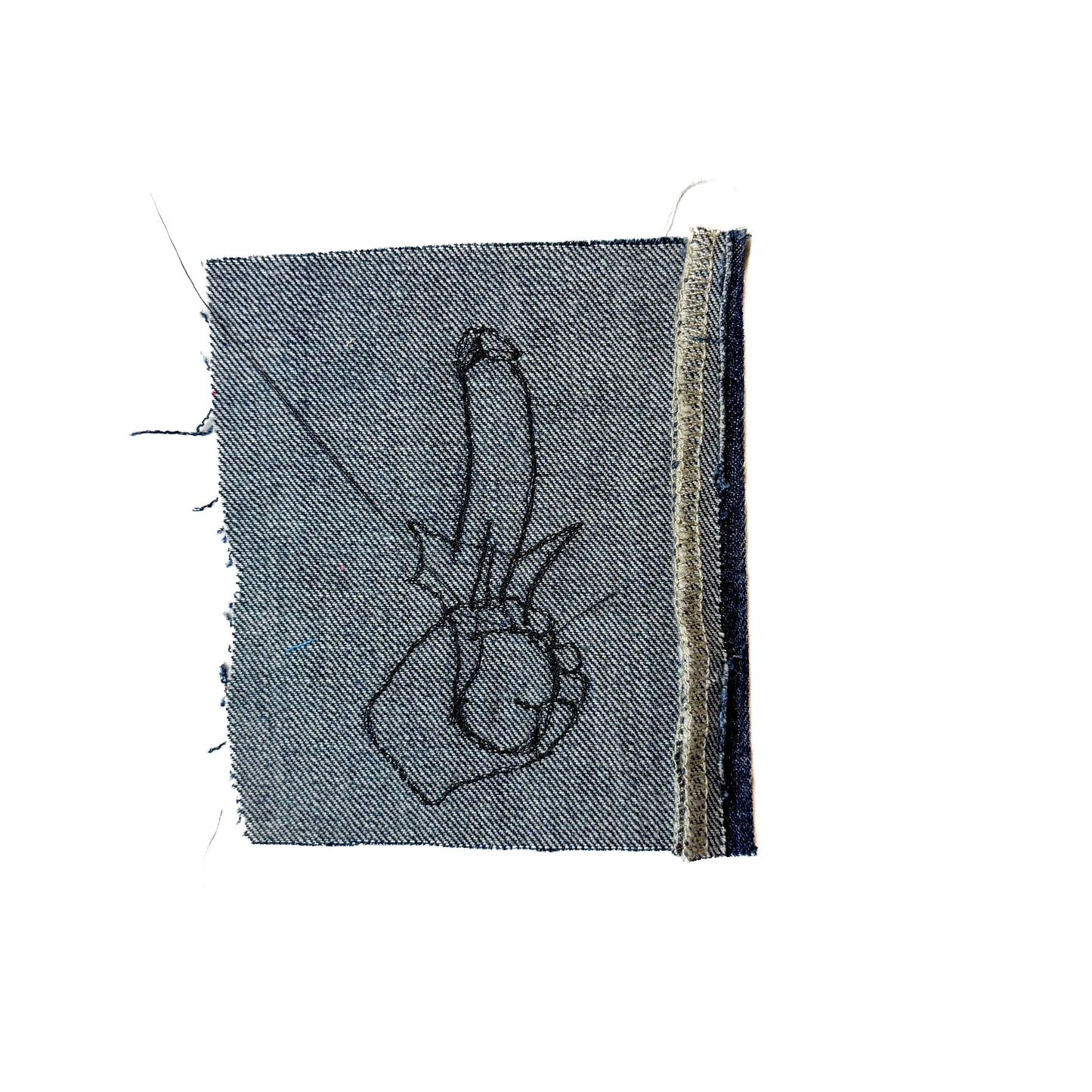 Tug Sew-On Patch, 5" x 6", Denim, Velvet Fabric