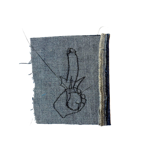 Tug Sew-On Patch, 5" x 6", Denim, Velvet Fabric