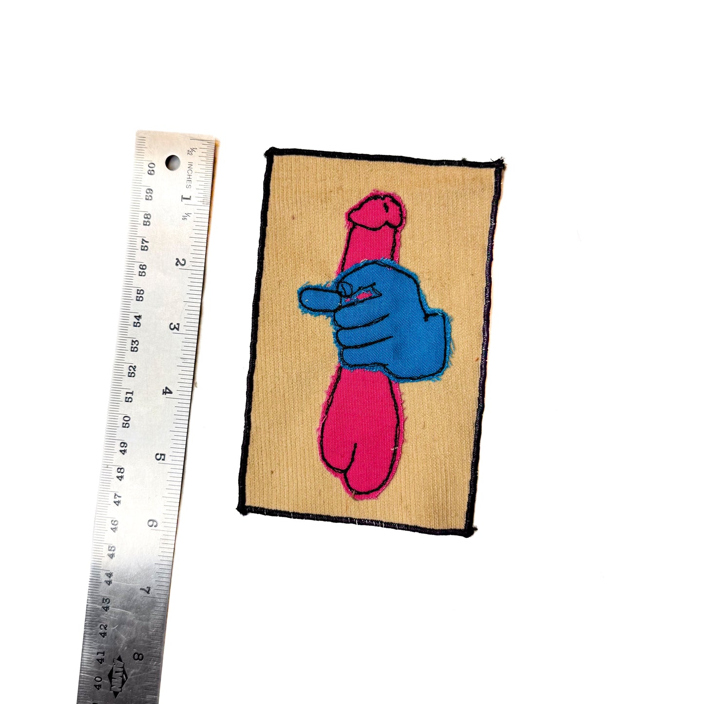 Stroke Sew-On Patch w/ Border, 3.5" x 5.5", Corduroy, Cotton, Linen Fabric