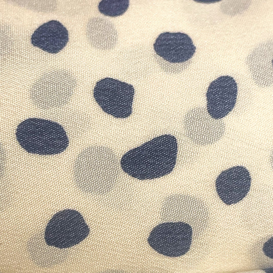 3 1/2 Yds Cream Syntehtic w/ Navy Spots