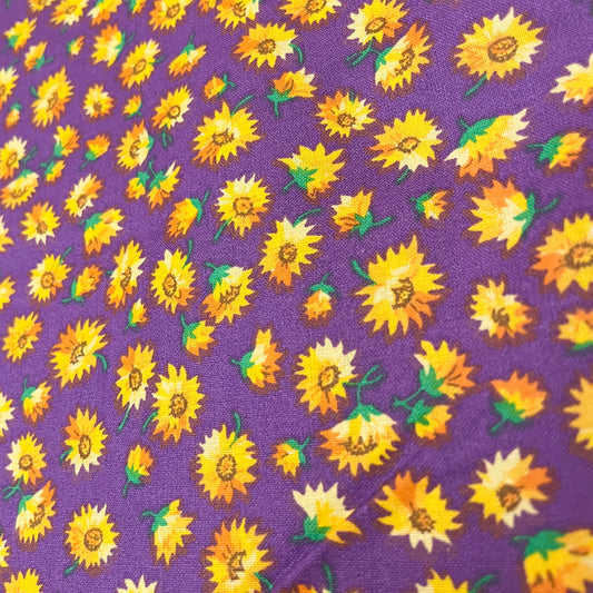 2 2/3 Yds x 45" Purple Sunflower Cotton Fabric