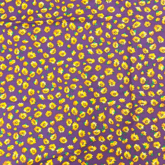 2 2/3 Yds x 45" Purple Sunflower Cotton Fabric