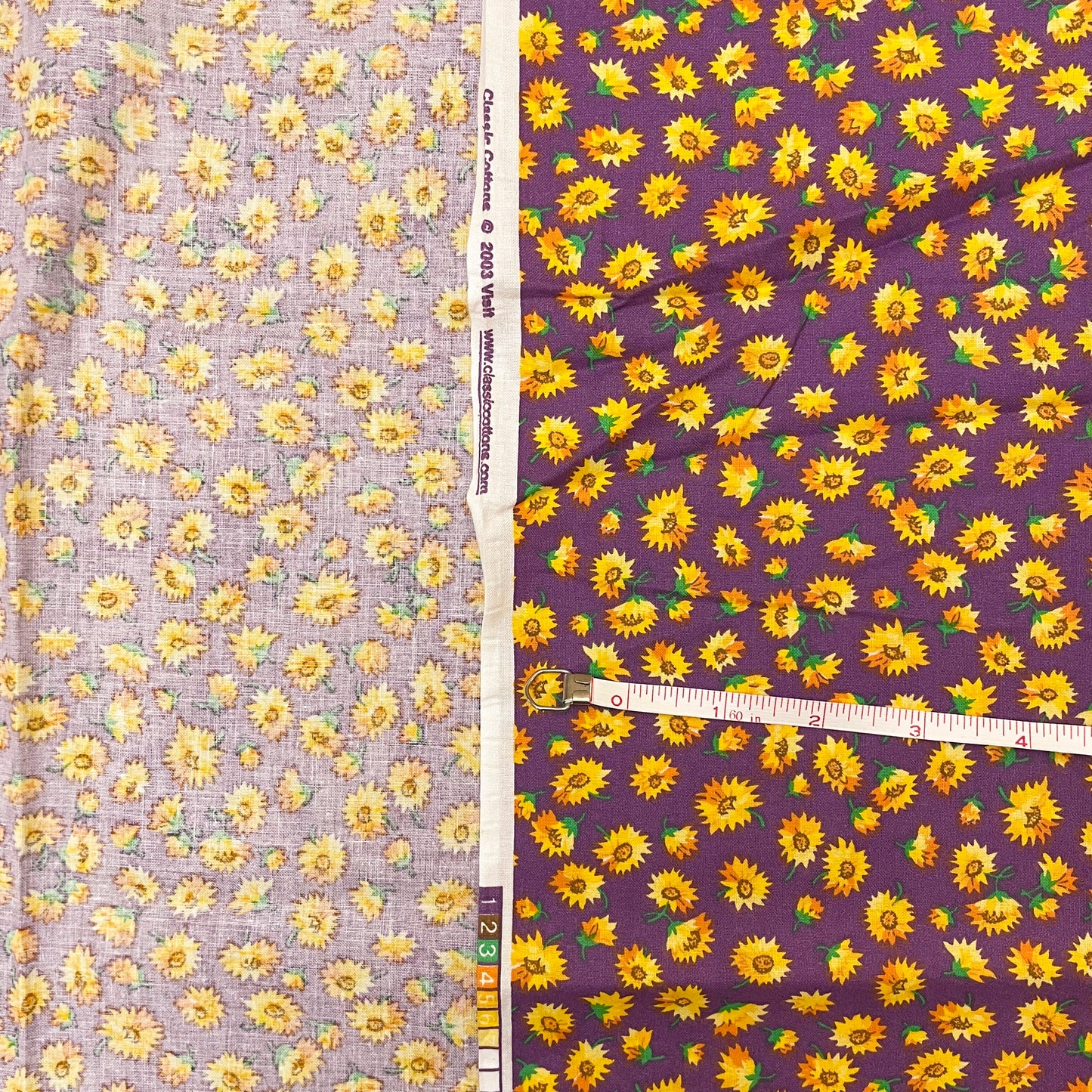 2 2/3 Yds x 45" Purple Sunflower Cotton Fabric