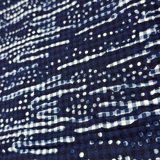 6 1/2 Yds x 44" Dark Blue Drippy Gingham Cotton Fabric