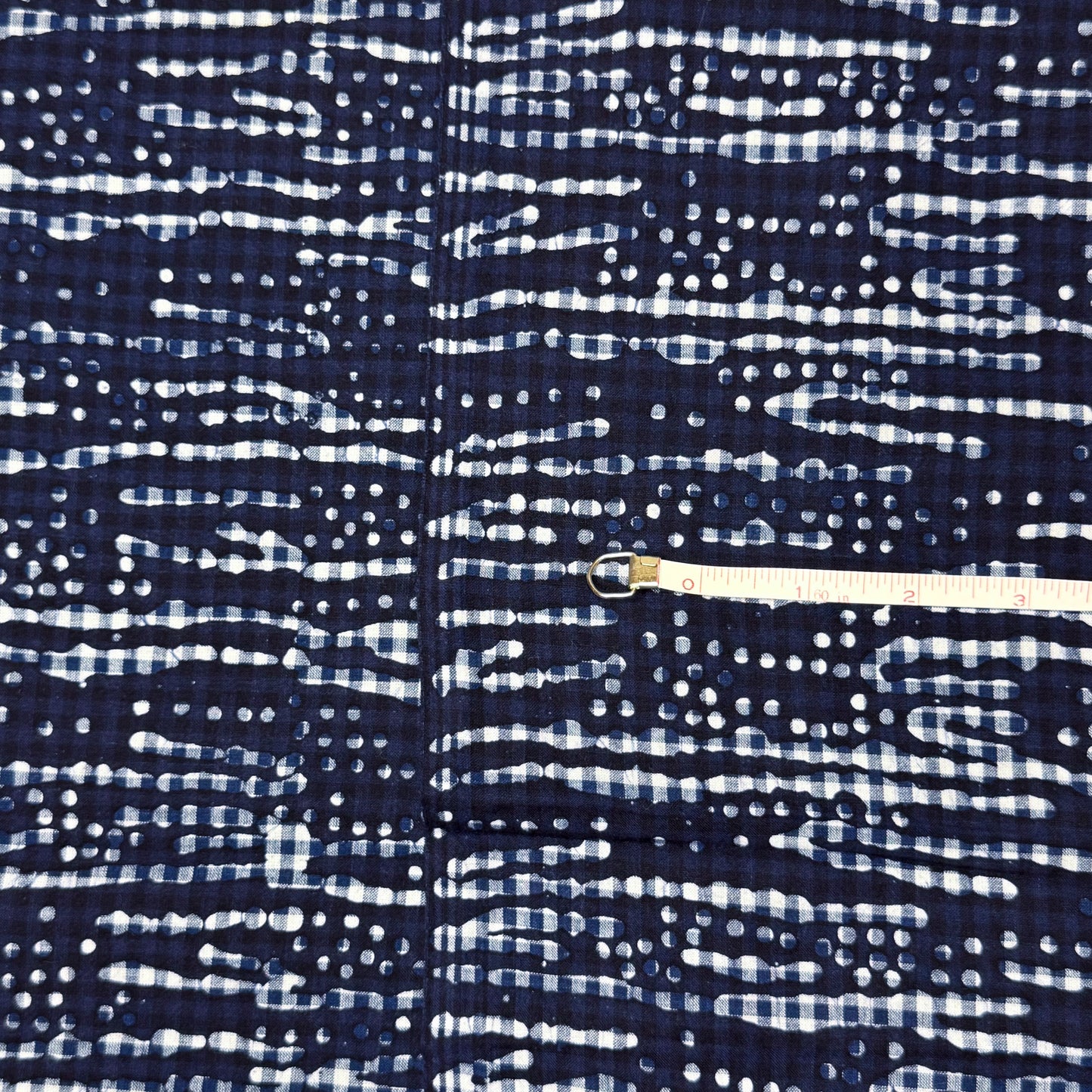 6 1/2 Yds x 44" Dark Blue Drippy Gingham Cotton Fabric