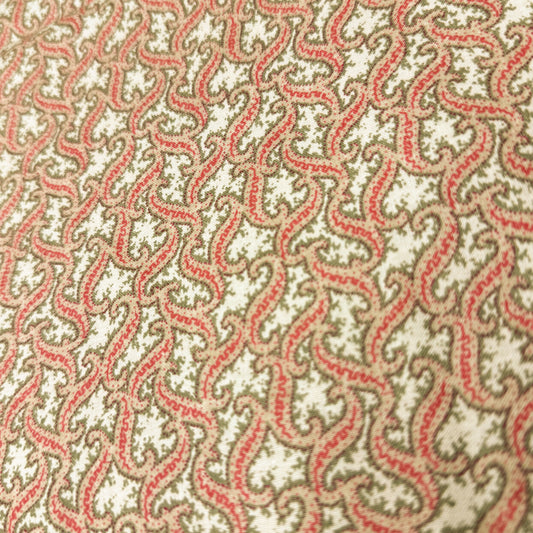 2 Yds x 46" Red Green Tan Squiggle Cotton Fabric