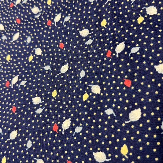 6 Yds x 45" Blue Spotted Leave Cotton Fabric