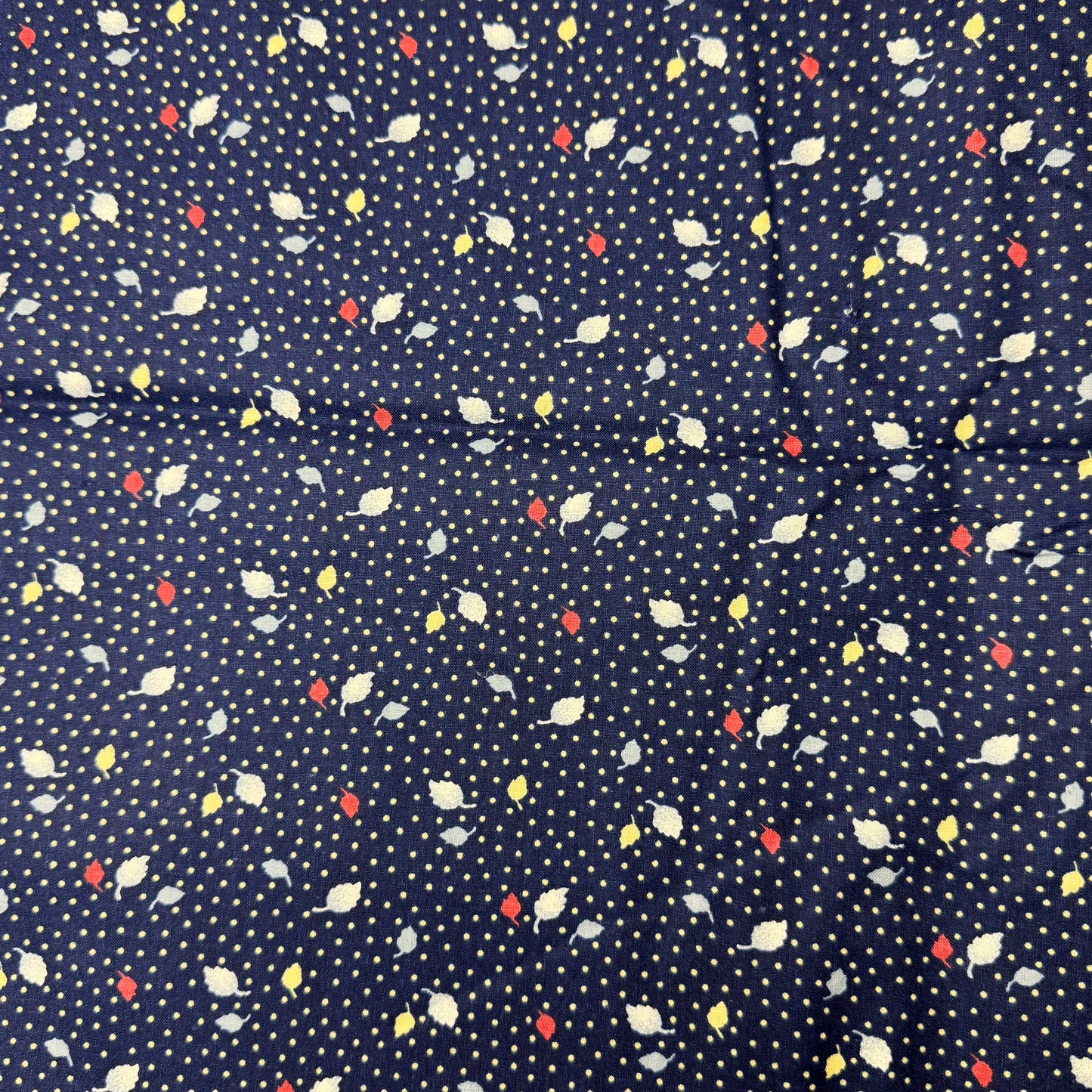 6 Yds x 45" Blue Spotted Leave Cotton Fabric