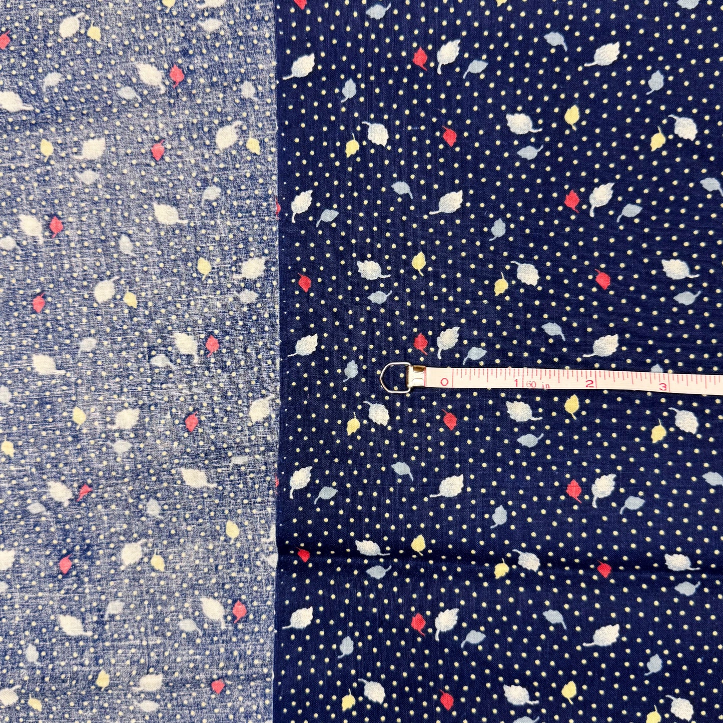 6 Yds x 45" Blue Spotted Leave Cotton Fabric
