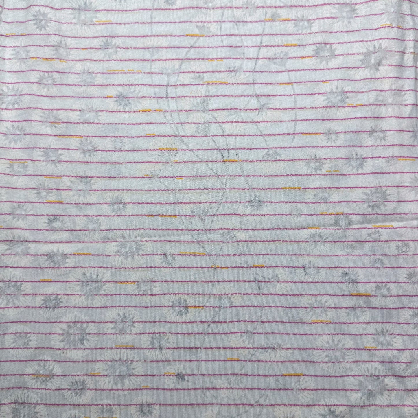 1 Yd x 64" Floral Pink Stripe Yellow Dash Synthetic Knit Fabric