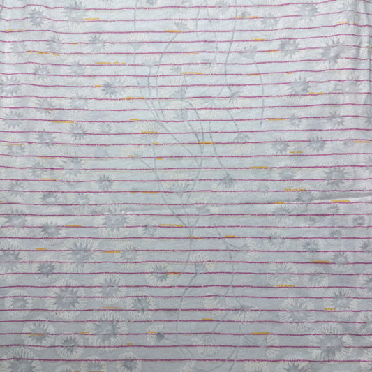 1 Yd x 64" Floral Pink Stripe Yellow Dash Synthetic Knit Fabric