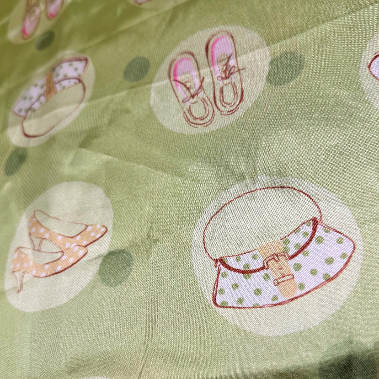 3 1/3 Yds x 45" Green Fashion Dot Joann Synthetic Satin Fabric