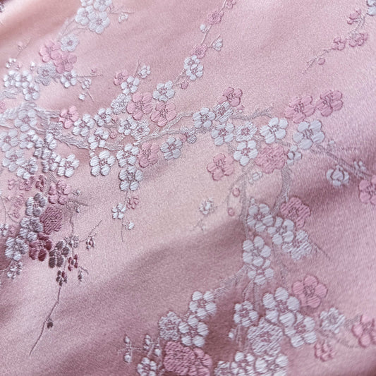2 Yds x 30" Pink Floral Cherry Blossom Cotton Fabric