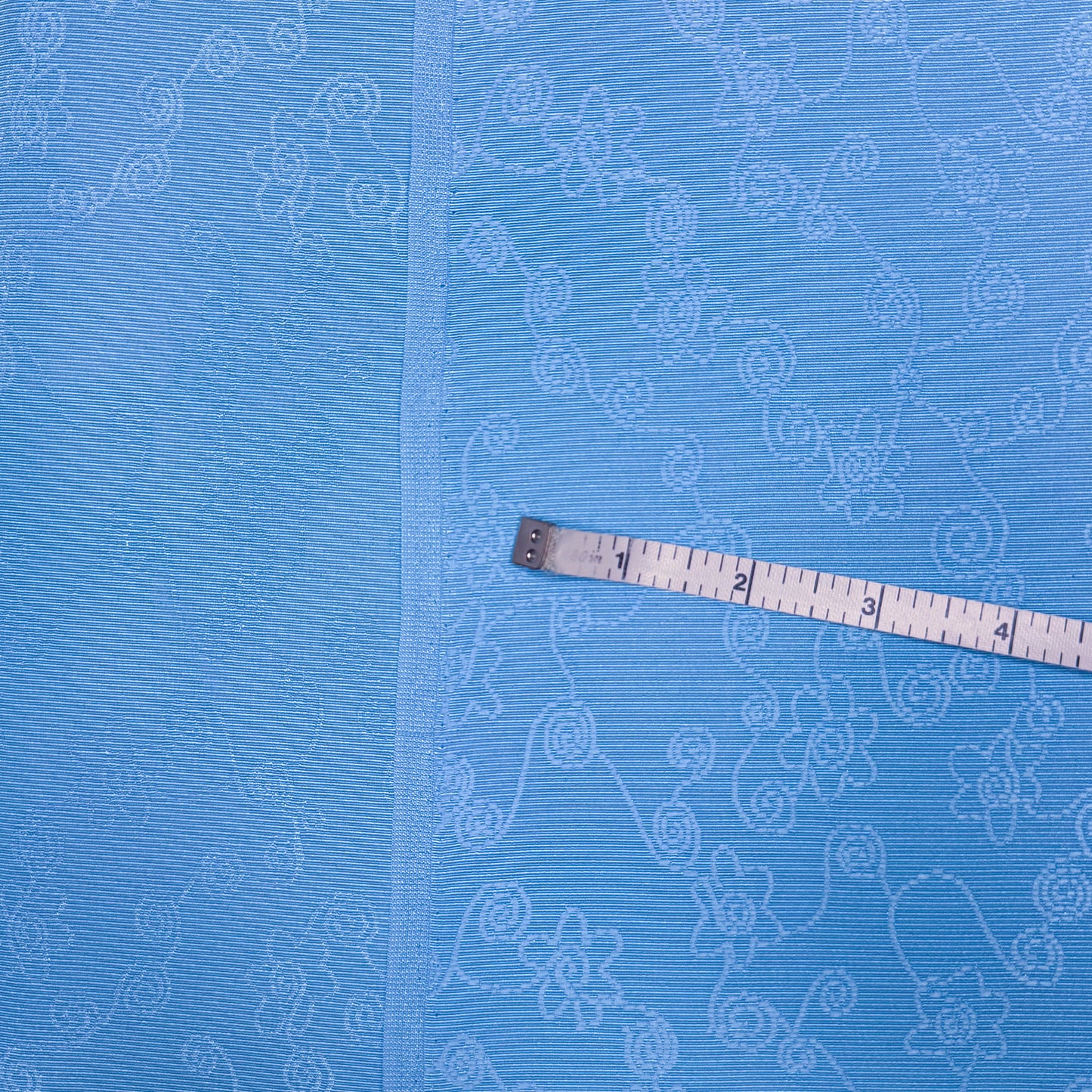 6 Yds x 46" Shiny Light Blue Floral Synthetic Fabric